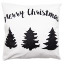 Clayre & Eef Kussenhoes  45x45 cm Wit Zwart Polyester Vierkant Kerstboom Merry Christmas
