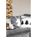 Clayre & Eef Cushion Cover 45x45 cm White Black Polyester Square Christmas Tree Merry Christmas