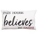 Clayre & Eef Housse de coussin 30x50 cm Blanc Noir Polyester Rectangle This house believes in Santa