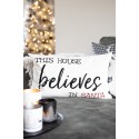 Clayre & Eef Housse de coussin 30x50 cm Blanc Noir Polyester Rectangle This house believes in Santa