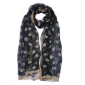 Juleeze Printed Scarf 50x160 cm Black Flowers