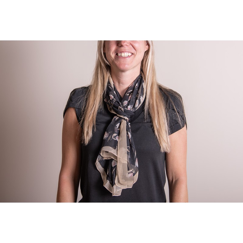 Juleeze Printed Scarf 50x160 cm Black Flowers