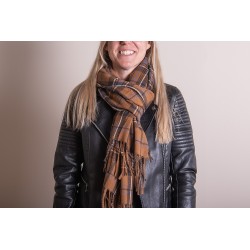 Juleeze Wintersjaal Dames  70x180 cm Bruin Ruit