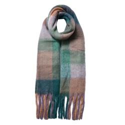 Juleeze Wintersjaal Dames 36x210 cm Groen Roze Ruit