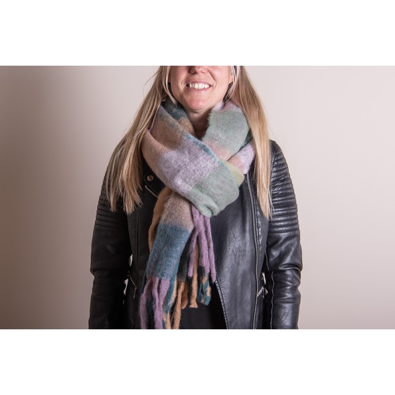 Juleeze Sciarpa invernale da donna 36x210 cm Verde Rosa Rombo