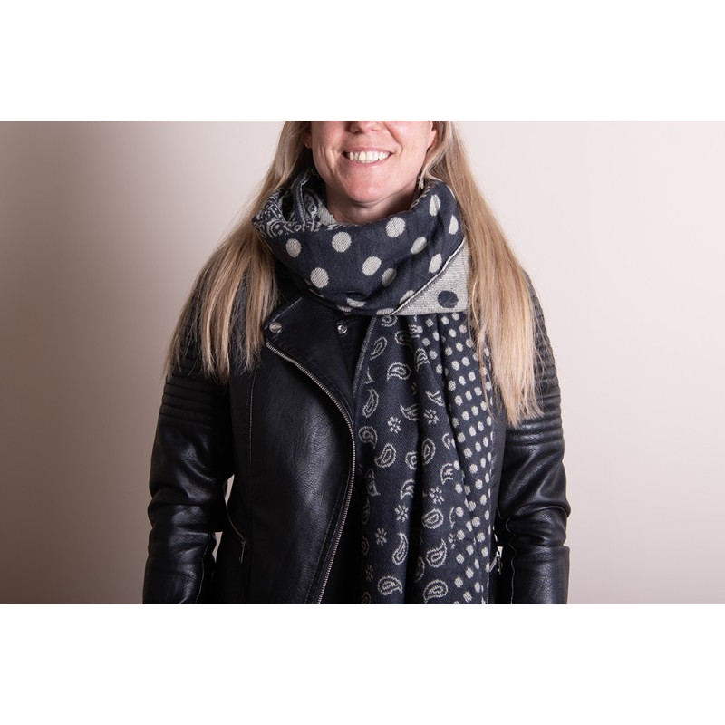 Juleeze Winterschal Damen 65x190 cm Schwarz Weiß