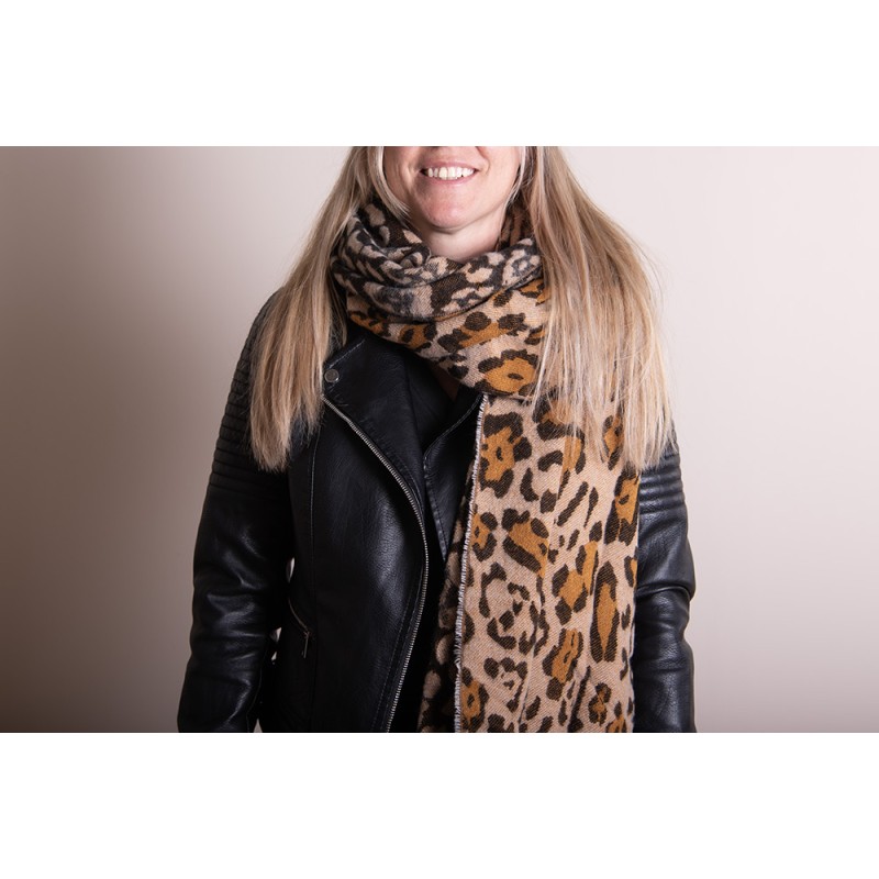 Juleeze Winter Scarf Women 60x200 cm Brown Beige Panther