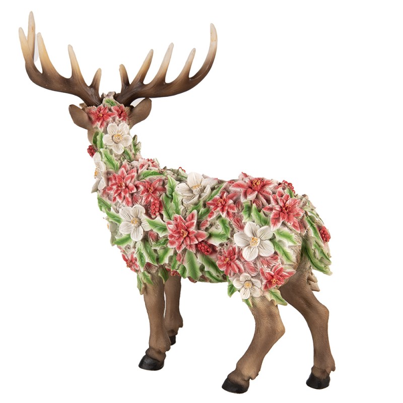 Clayre & Eef Decorative Figurine Reindeer 34 cm Brown Pink Polyresin