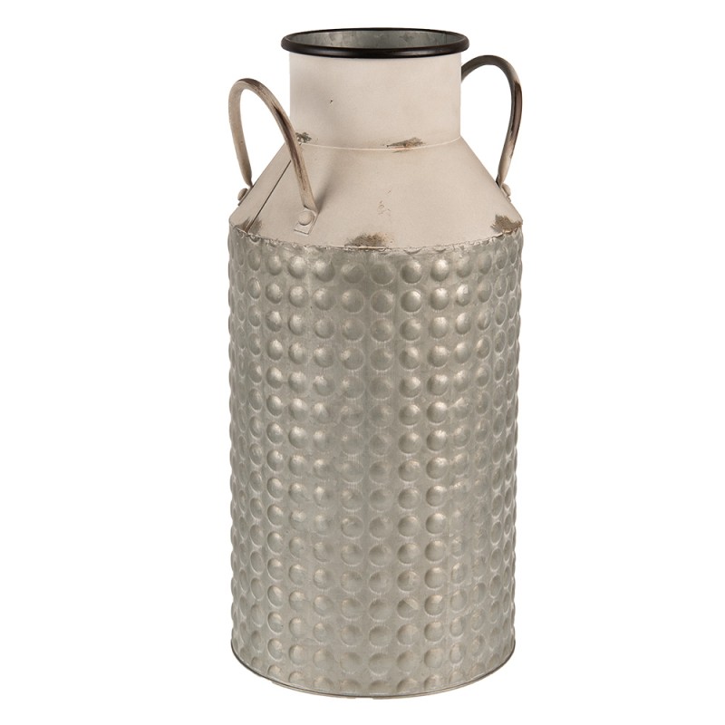 Clayre & Eef Decorative Milk Churn 46 cm Grey Beige Metal Round