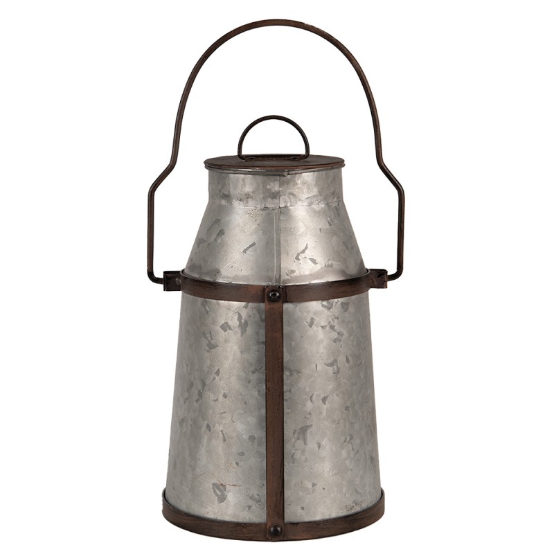 Clayre & Eef Pot à lait de décoration 31 cm Gris Marron Métal Rond