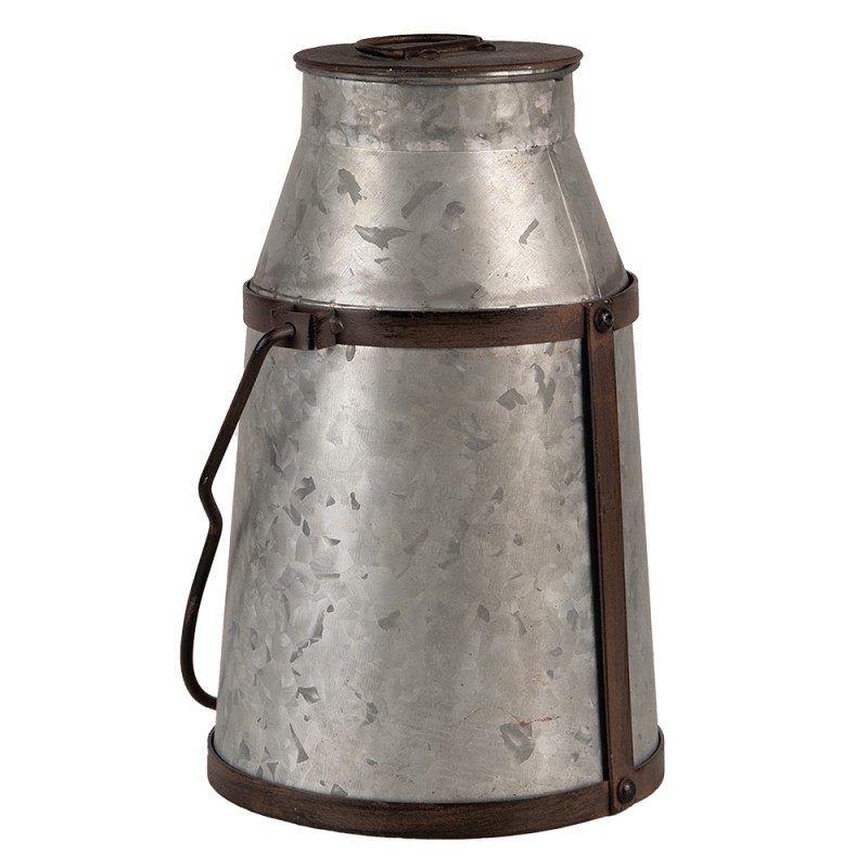 Clayre & Eef Decorative Milk Churn 31 cm Grey Brown Metal Round