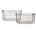 Clayre & Eef Panier de rangement set de 2 37x23x18 cm Gris Marron Métal Rectangle