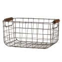 Clayre & Eef Storage Basket Set of 2 37x23x18 cm Grey Brown Metal Rectangle