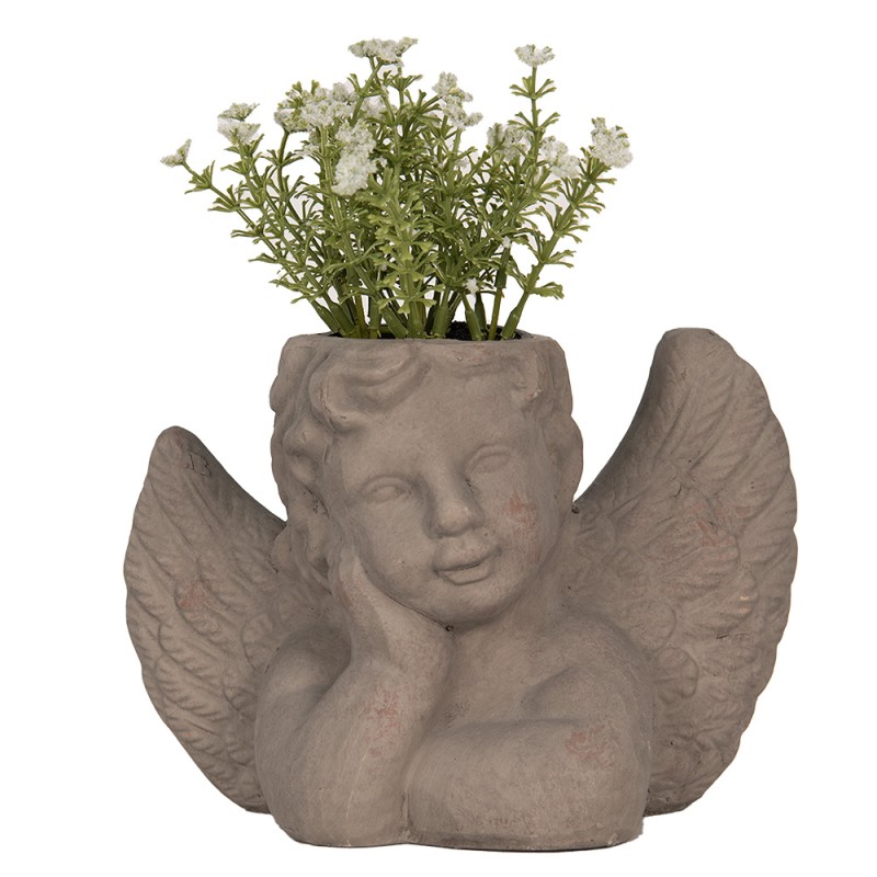 Clayre & Eef Pot de fleurs d'intérieur Ange 23x13x17 cm Gris Pierre