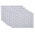 Clayre & Eef Placemats Set of 6 48x33 cm White Blue Cotton Rectangle Roses