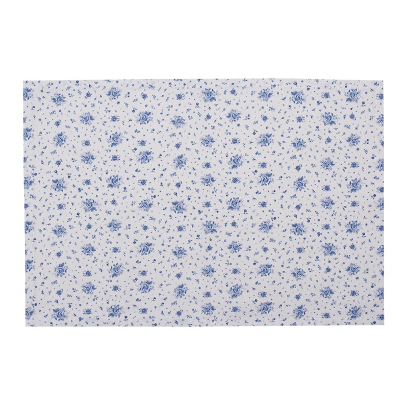 Clayre & Eef Tovagliette set di 6 48x33 cm Bianco Blu  Cotone Rettangolo Rose