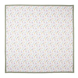 Clayre & Eef Tablecloth 100x100 cm White Green Cotton Square Flowers