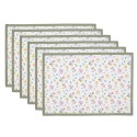 Clayre & Eef Tovagliette set di 6 48x33 cm Bianco Verde  Cotone Fiori