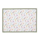 Clayre & Eef Placemats Set of 6 48x33 cm White Green Cotton Flowers