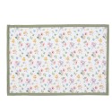 Clayre & Eef Tovagliette set di 6 48x33 cm Bianco Verde  Cotone Fiori