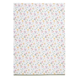 Clayre & Eef Tea Towel 50x70 cm White Green Cotton Flowers