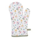 Clayre & Eef Oven Mitt 18x30 cm White Green Cotton Flowers