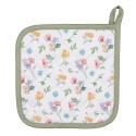 Clayre & Eef Presina 20x20 cm Bianco Verde  Cotone Quadrato Fiori