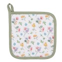 Clayre & Eef Presina 20x20 cm Bianco Verde  Cotone Quadrato Fiori