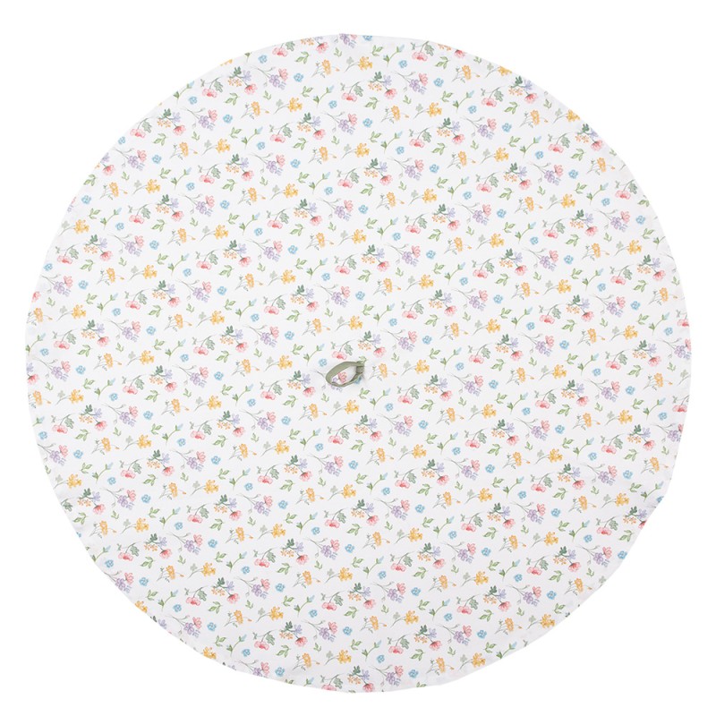 Clayre & Eef Asciugamani da cucina Ø 80 cm Bianco Verde  Cotone Rotondo Fiori