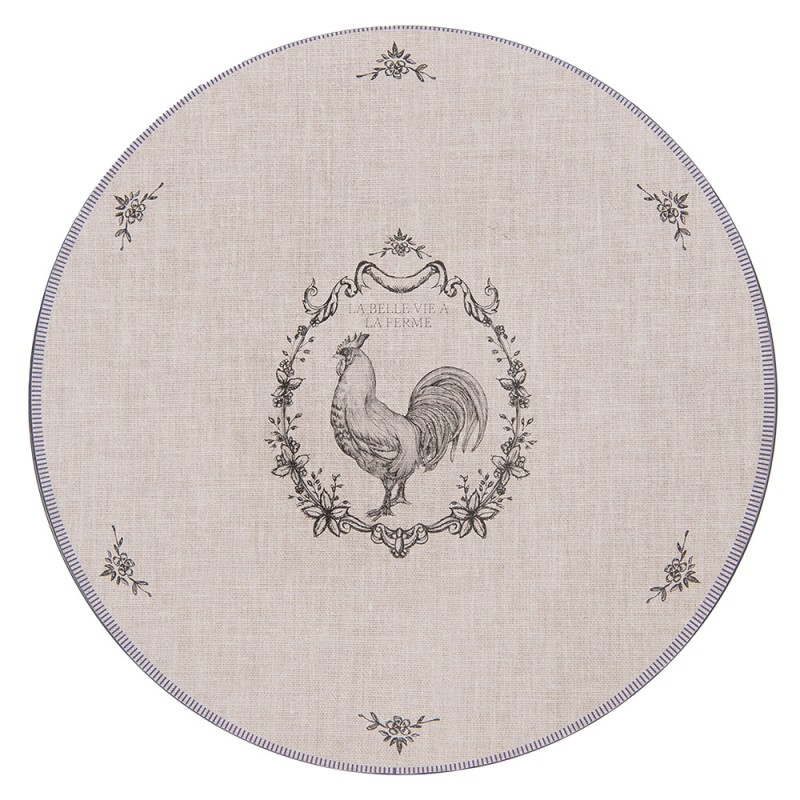 Clayre & Eef Charger Plate Ø 33 cm Beige Plastic Rooster