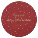Clayre & Eef Charger Plate Ø 33 cm Red Gold colored Plastic Stars Enjoy your Happy little Christmas