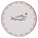 Clayre & Eef Charger Plate Ø 33 cm White Blue Plastic Fishes