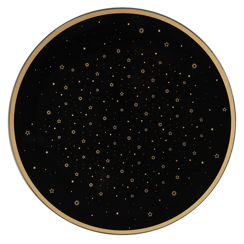 Clayre & Eef Sottopiatto Ø 33 cm Nero Color oro Plastica Stelle