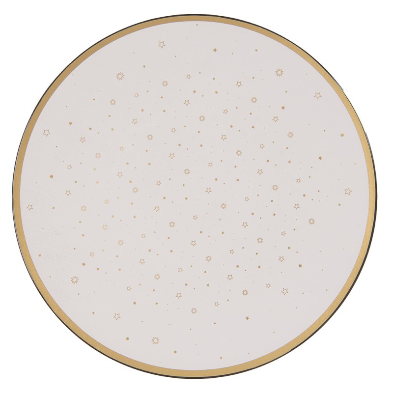Clayre & Eef Unterteller Ø 33 cm Weiß Goldfarbig Kunststoff Sterne