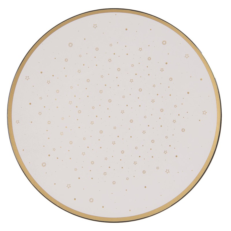 Clayre & Eef Sous-assiette Ø 33 cm Blanc Couleur or Plastique Étoiles