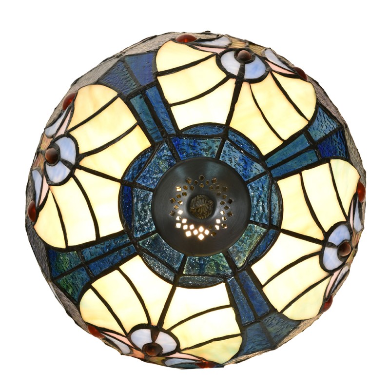 LumiLamp Lampe de table Tiffany Ø 25x40 cm Bleu Verre