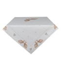 Clayre & Eef Tovaglia 100x100 cm Bianco Marrone  Cotone Quadrato Coniglio