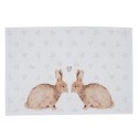 Clayre & Eef Sets de table set de 6 48x33 cm Blanc Marron Coton Lapin