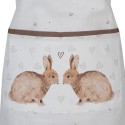 Clayre & Eef Küchenschürze 70x85 cm Weiß Braun Baumwolle Kaninchen