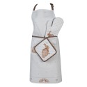 Clayre & Eef Kitchen Apron 70x85 cm White Brown Cotton Rabbit