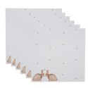 Clayre & Eef Servietten Baumwolle 6er Set 40x40 cm Weiß Braun Quadrat Kaninchen