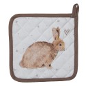 Clayre & Eef Kids' Pot Holder 16x16 cm White Brown Cotton Square Rabbit