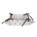 Clayre & Eef Bread Basket 35x35x8 cm White Brown Cotton Square Rabbit