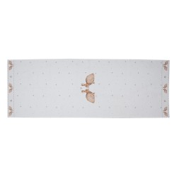 Clayre & Eef Chemin de table 50x140 cm Blanc Marron Coton Lapin
