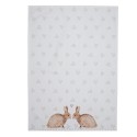 Clayre & Eef Geschirrtuch 50x70 cm Weiß Braun Baumwolle Kaninchen