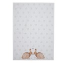 Clayre & Eef Torchon 50x70 cm Blanc Marron Coton Lapin