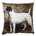 Clayre & Eef Cushion Cover 45x45 cm Brown White Polyester Dog
