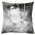 Clayre & Eef Cushion Cover 45x45 cm Grey Polyester Bird