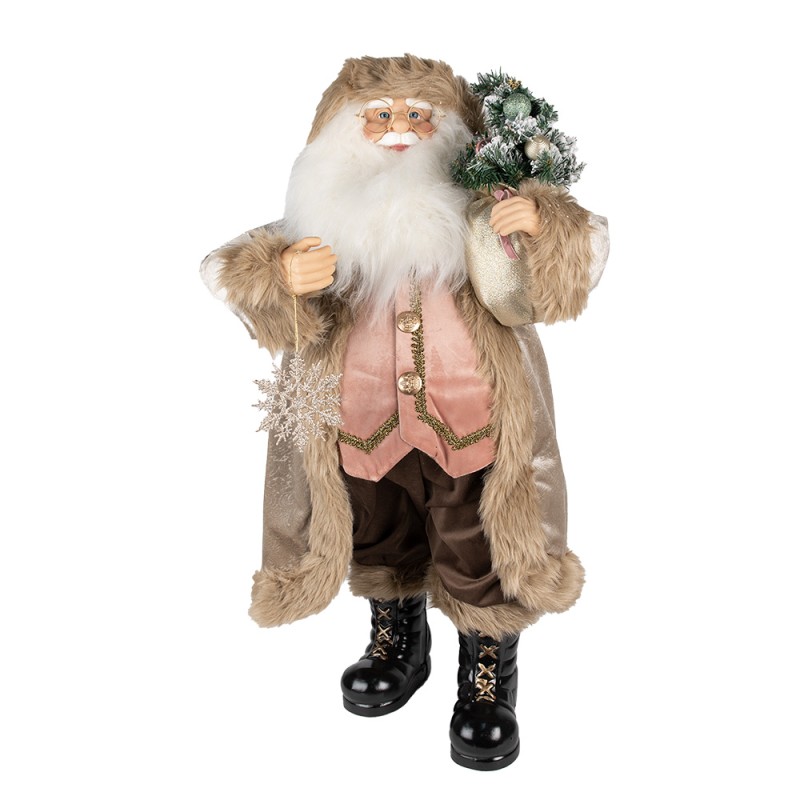 Clayre & Eef Figur Weihnachtsmann 47 cm Beige Braun Kunststoff