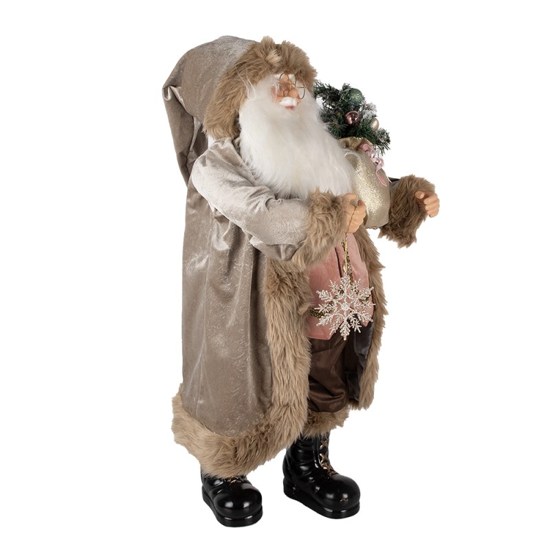 Clayre & Eef Figur Weihnachtsmann 82 cm Beige Rosa Kunststoff